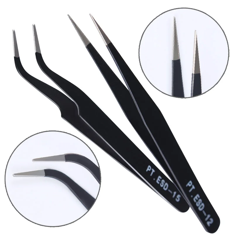 2pcs Black Straight + Curved Nail Art False Fake Eye Lashes Eyelash Extension Tweezers Nippers Pointed Clip Nail Art Tool #248 Bright color unclassified dresses