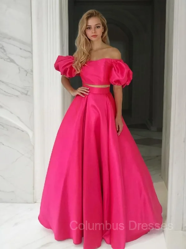 A-Line/Princess Off-the-Shoulder Floor-Length Satin Prom Dresses High-end unclassified dresses