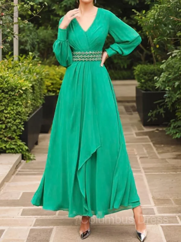 A-Line/Princess V-neck Ankle-Length Chiffon Mother of the Bride Dresses With Belt Gowns Ruched unclassified dresses