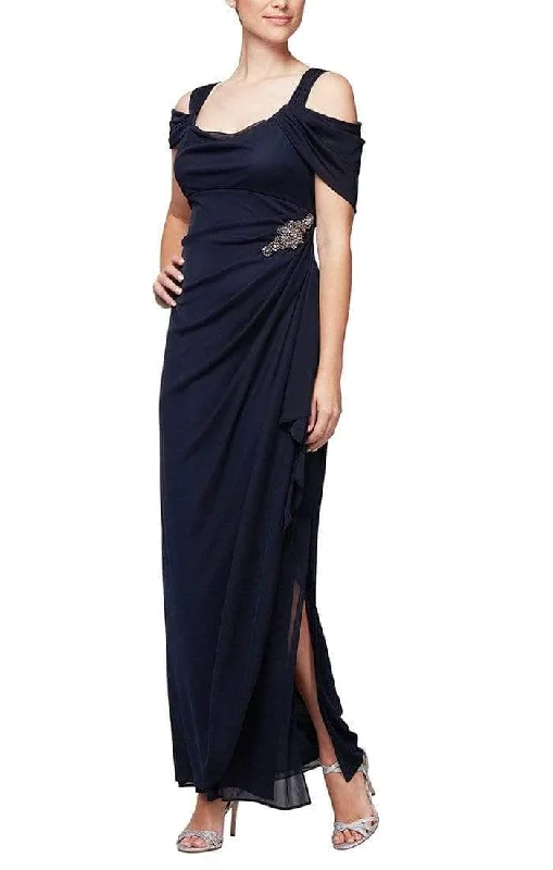 Alex Evenings - Brooch Ornate Drape Evening Dress 232902 Vacation unclassified dresses