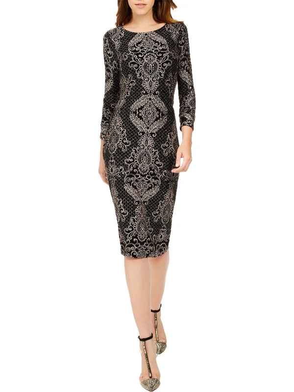 Betsy & Adam Women's Baroque Glitter Sheath Dress Black Size 6 Silk unclassified dresses