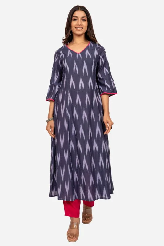 Blue And Grey Ikat Kurta Dress Color block unclassified dresses