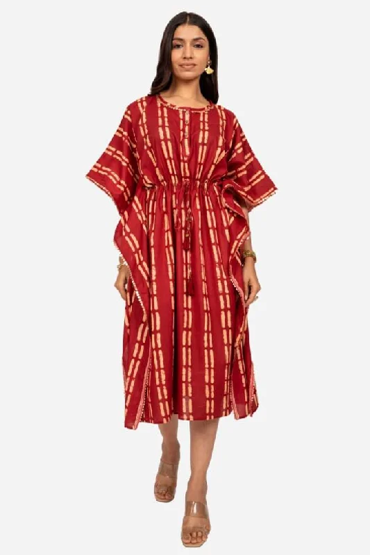 BRICK MAROON KAFTAN DRESS Knitted unclassified dresses