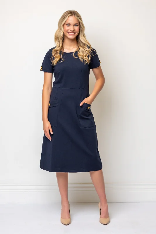 Cecelia Ponte Knit Dress in Navy Engagement unclassified dresses