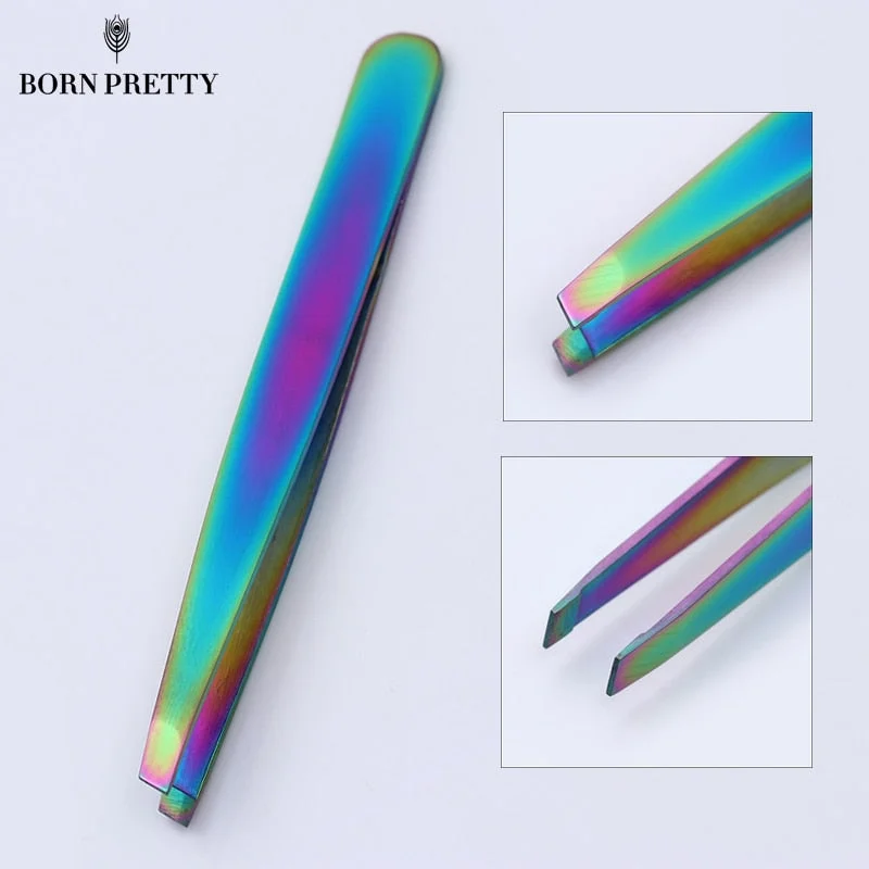 Chameleon Rainbow Eyebrow Tweezer Stainless Steel Slant Tip Hair Remover Cosmetic Eyebrow Clip Beauty Makeup Tool Beaded unclassified dresses