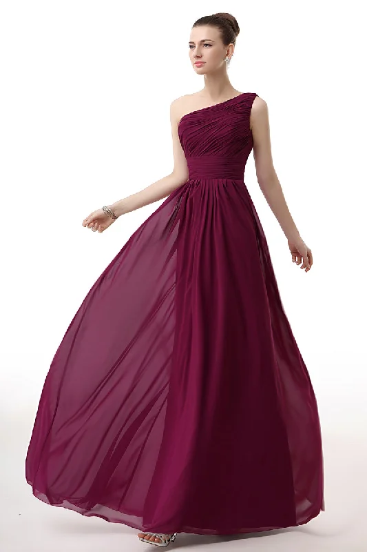 Chiffon One Shoulder Burgundy Corset Prom Dresses outfit Unique unclassified dresses