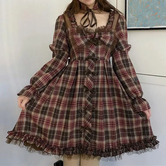 Chocolate Plaid Dress SD00258 Satin unclassified dresses