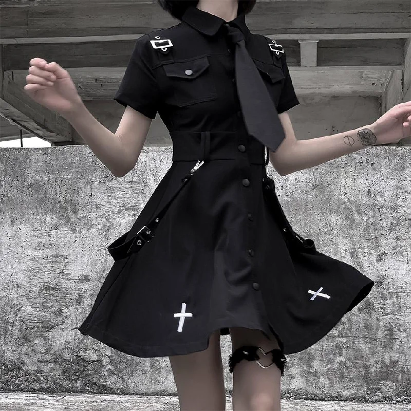 Cross Black Uniform Dress SD01905 Plus size unclassified dresses