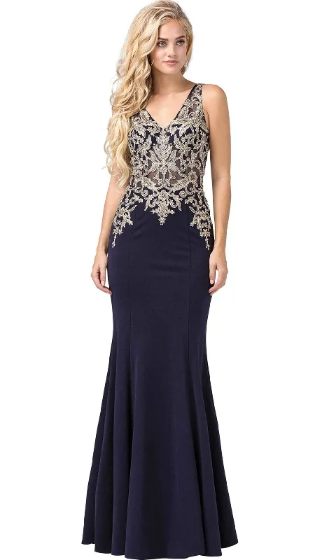 Dancing Queen - Sleeveless V-Back Embroidered Trumpet Gown 2496SC Chic unclassified dresses