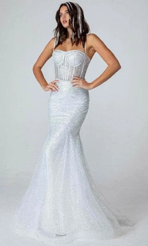 Eureka Fashion - 9911 Sleeveless Glitter Trumpet Prom Gown Breathable unclassified dresses