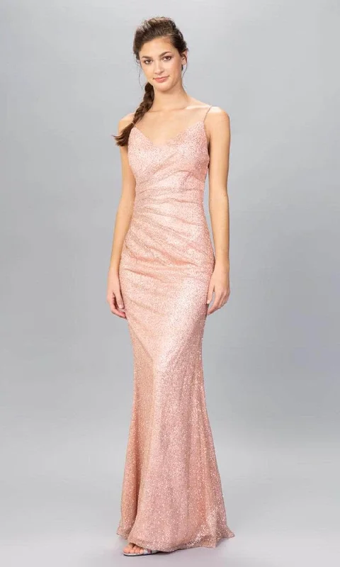 Eureka Fashion - Ruched V-Neck Sheath Evening Gown 9801 Pastel unclassified dresses