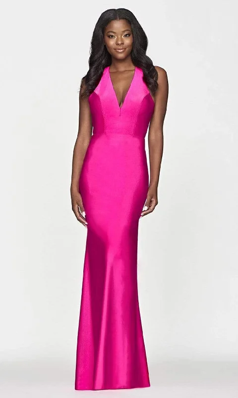 Faviana - S10646 Plunging Halter Charmeuse Prom Gown Stylish unclassified dresses