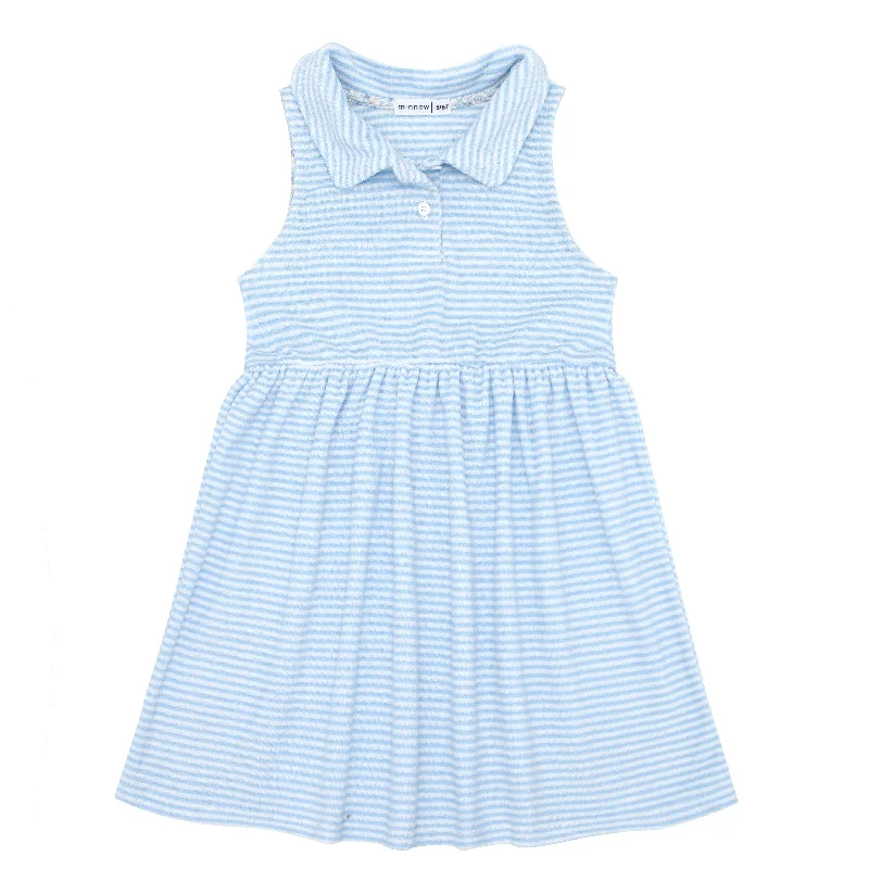 girls powder blue stripe french terry tennis dress Color block unclassified dresses