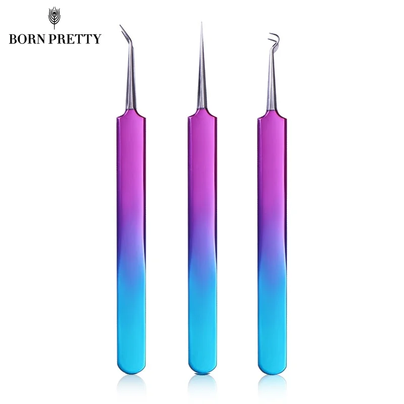 Gradient Blackhead Comedone Acne Remover Makeup Curved Nipper Stainless Beauty Cleaner Makeup Face Care Tool Printed unclassified dresses