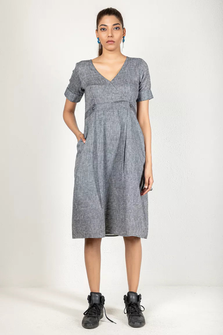 Grey Solid Dress Off-shoulder unclassified dresses