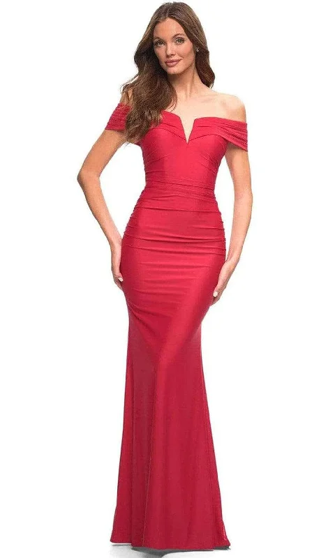 La Femme - Ruched Jersey Prom Gown 30582SC One-shoulder unclassified dresses