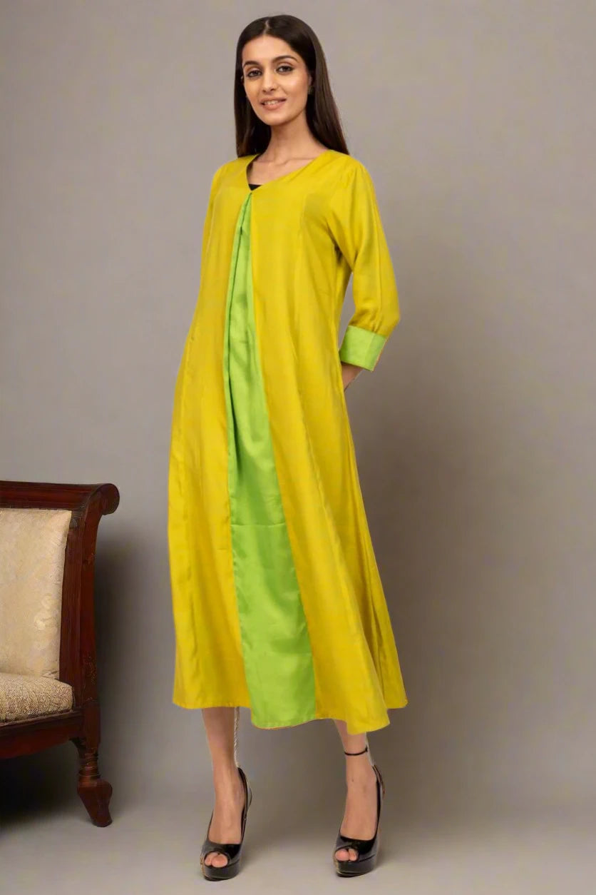 Lime Green And Parrot Green Double Shade Kurta Dress Breathable unclassified dresses