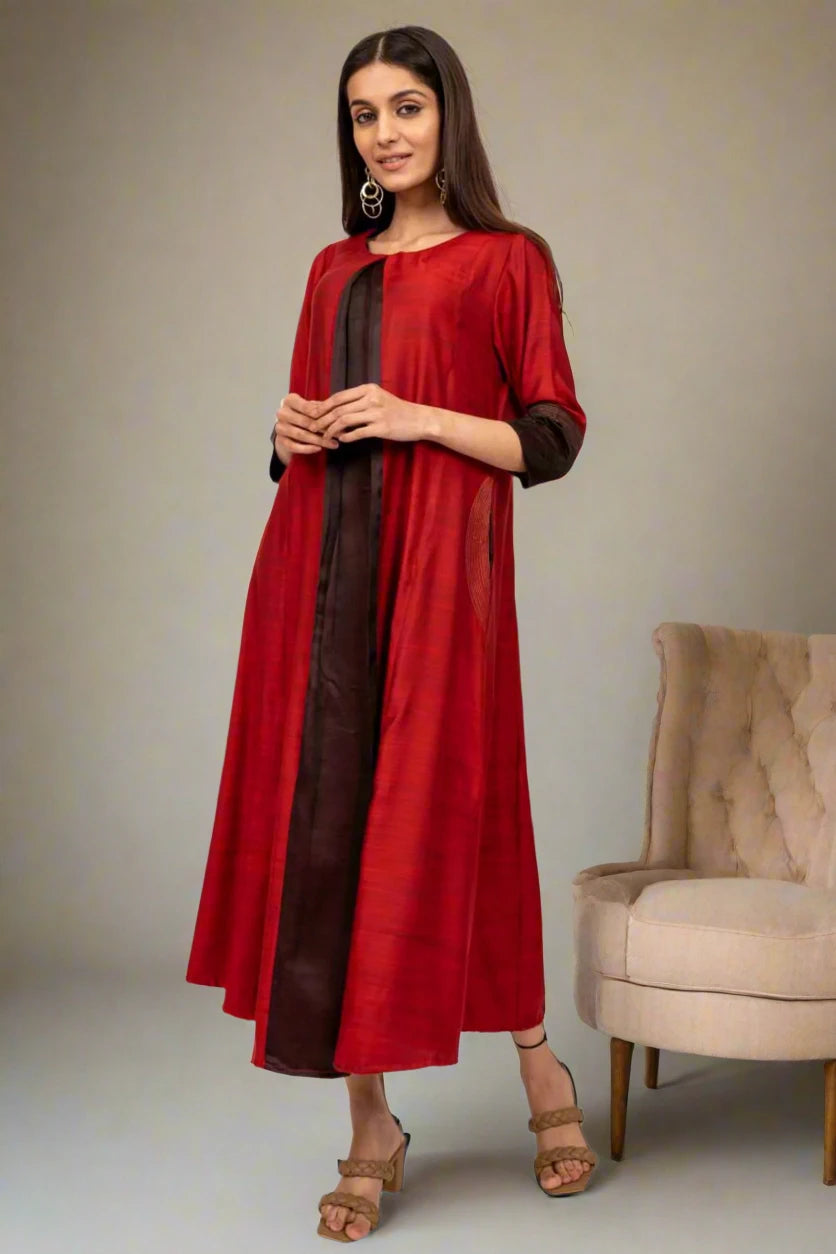 Maroon Double Shade Kurta Dress Y2K unclassified dresses