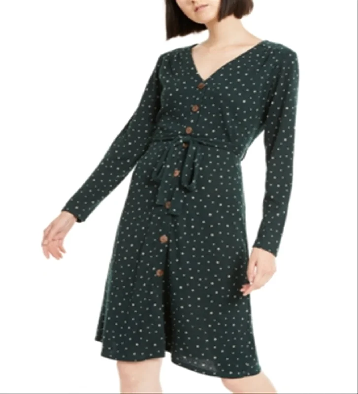 Monteau Women's Dot Wrap Dress Green Size -Petite M Budget-friendly unclassified dresses