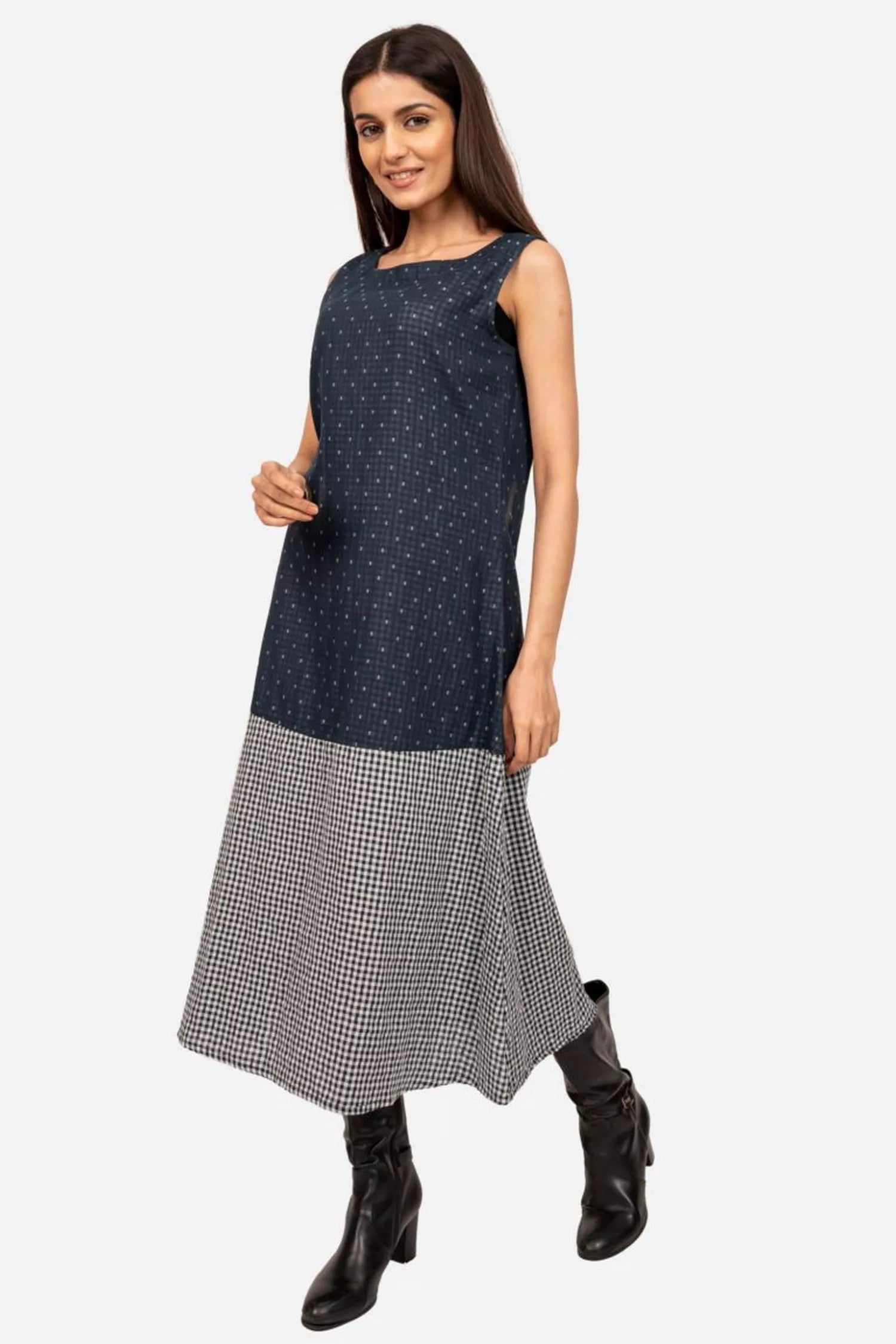 Navy Blue Mix And Match Dress Polka dot unclassified dresses