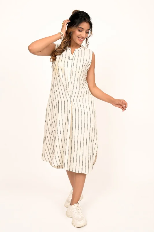 Off White Striped Linen Dress Casual unclassified dresses