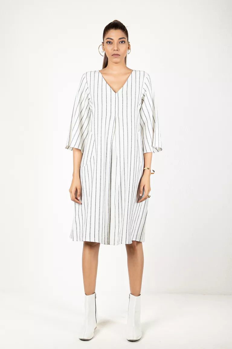 Off-White Striped Linen Dress Beach unclassified dresses