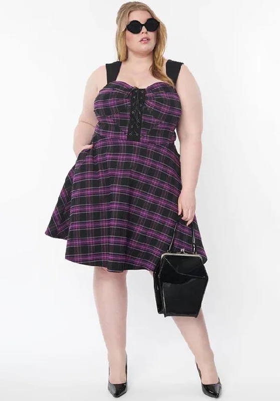 Purple Plaid | FLARE DRESS** Long unclassified dresses