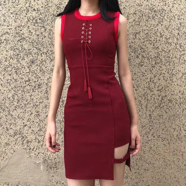 String Chest Strap Slim Dress SD00969 Halter unclassified dresses