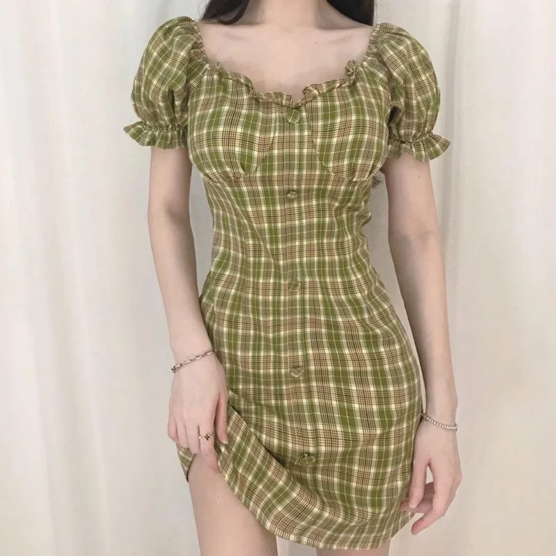 Retro Ruffle Plaid Dress SD00336 Velvet unclassified dresses