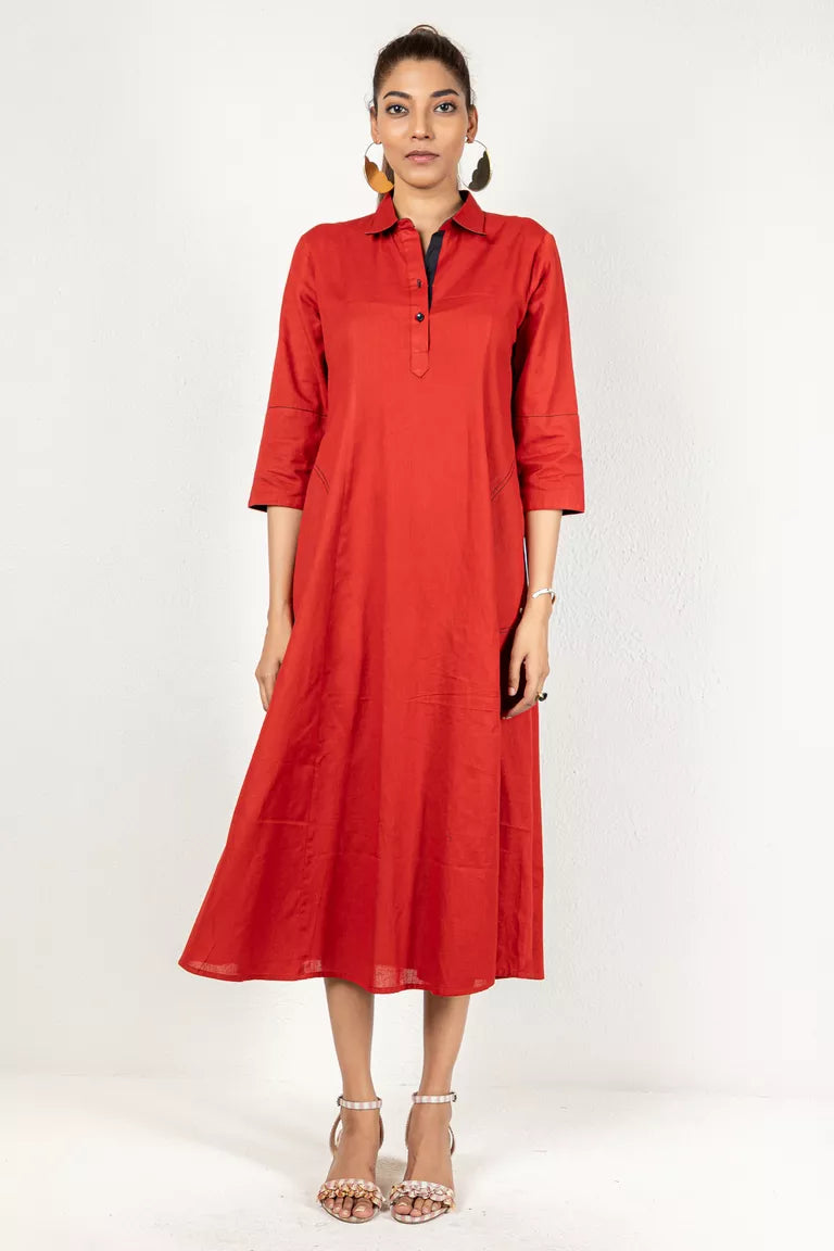 Rust Cotton Kurta Dress Designer unclassified dresses