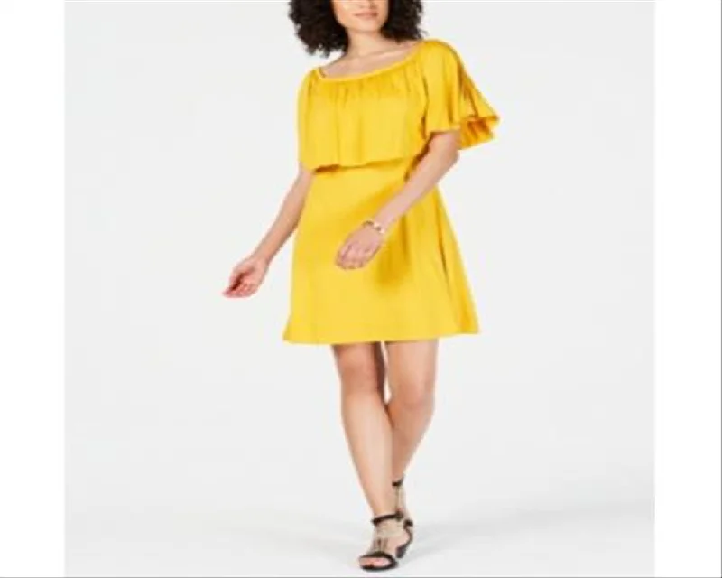 Thalia Sodi Women's Popover Dress Yellow Size S Off-shoulder unclassified dresses