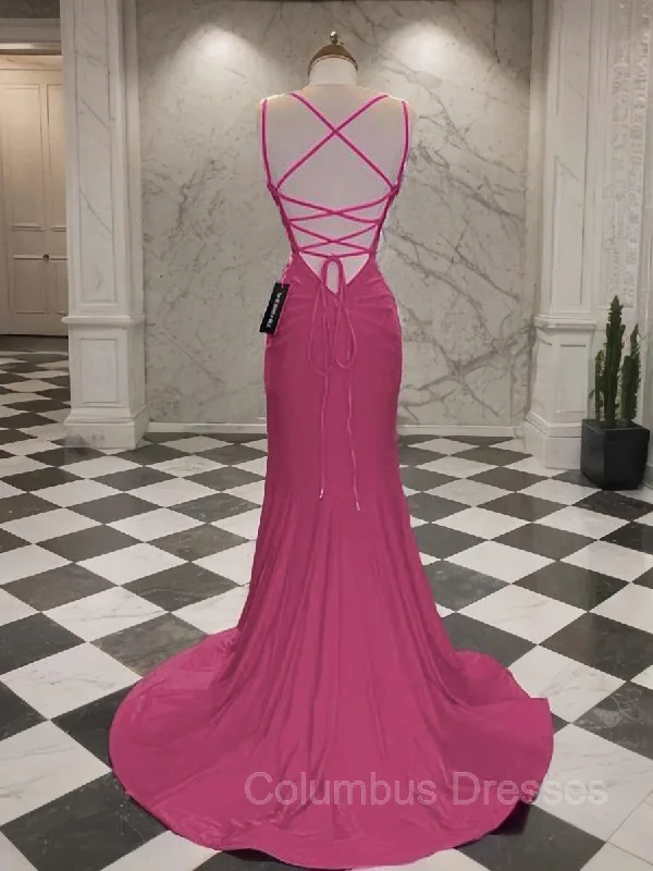 Trumpet/Mermaid V-neck Sweep Train Jersey Prom Dresses Sleeveless unclassified dresses