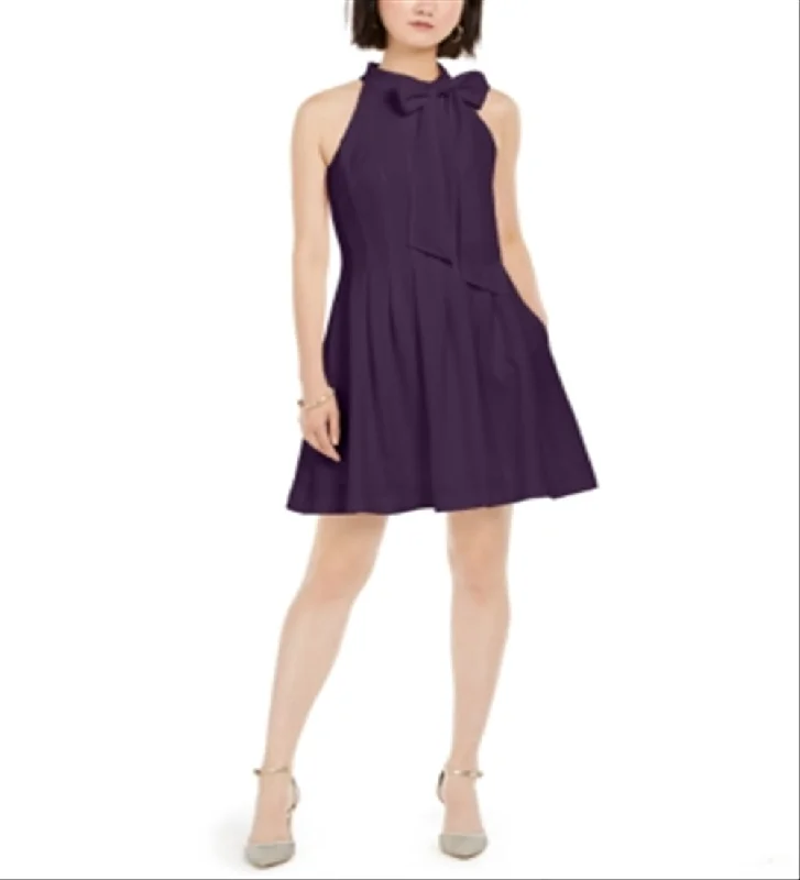 Vince Camuto Women's Bow Neck Fit & Flare Dress Purple Size 4 Women's unclassified dresses