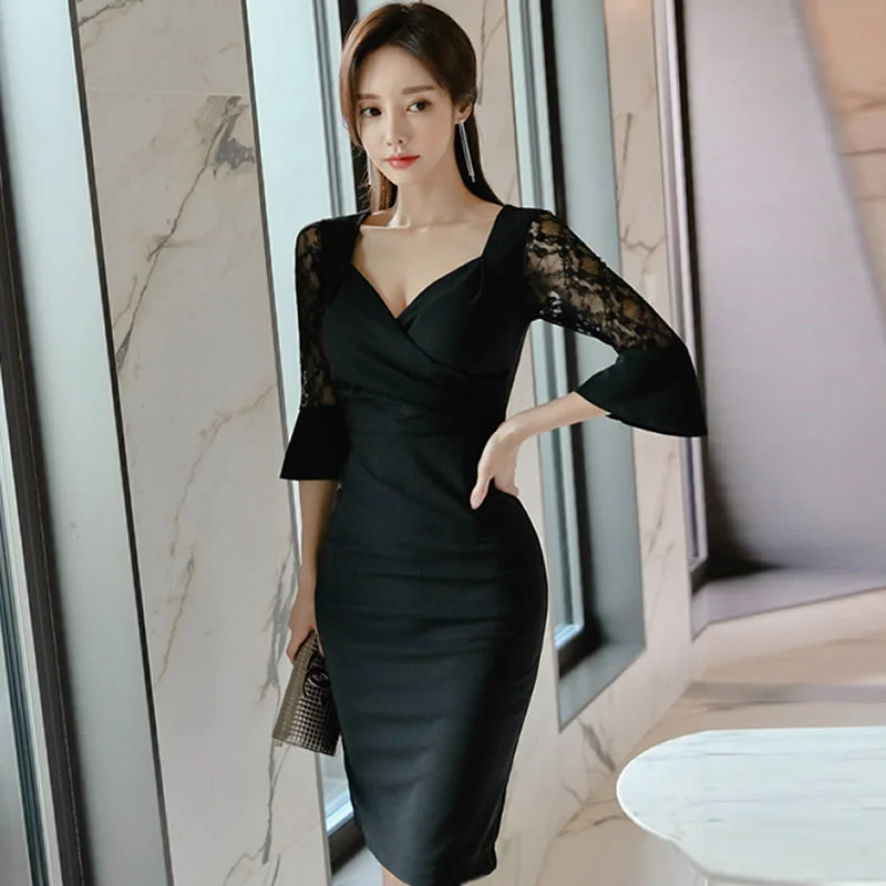 Women's Summer Patchwork Polyester V-Neck Sheath Dress Everyday wear unclassified dresses