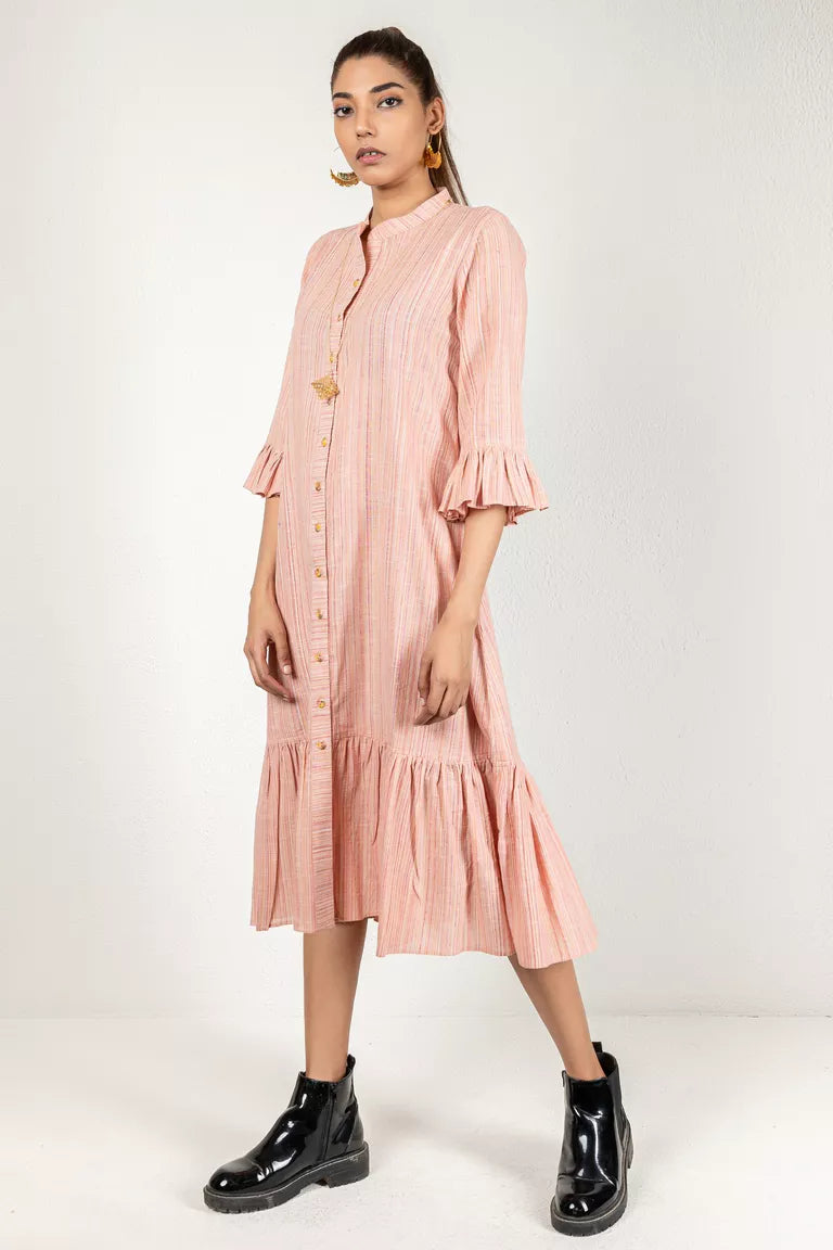 Woven Striped Pink Dress Earthy tone unclassified dresses