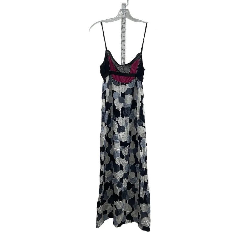 Custo Barcelona Silk A-Line Tank Dress Gray Black Abstract Women's Size 2 Boho Tank Dress