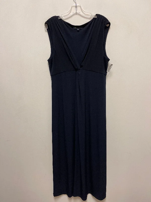 Dress Casual Maxi By Brooks Brothers In Navy, Size: Xl Front Slit Maxi