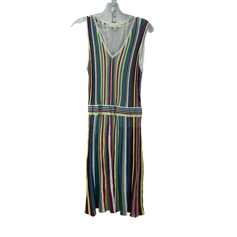 Etcetera Multicolor Striped Mesh V-Neck Tank Dress Size S Women's Preowned High-Waisted Tank Dress