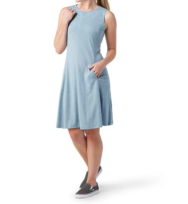 Everyday Exploration Merino Tank Dress In Storm Blue Heather Stylish Tank Gown