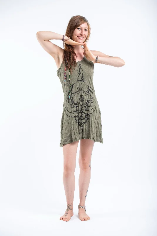 Womens Octopus Mandala Tank Dress in Green Tank Dress Combination