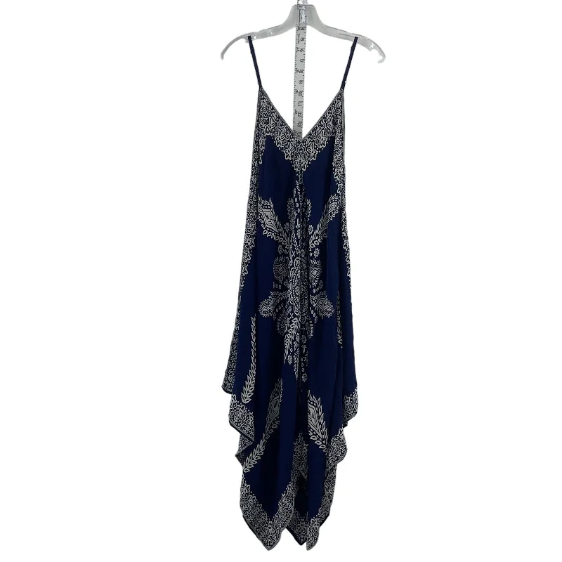 Tolani Silk Women's Paisley Print Kaftan Tank Dress Blue/White, Size S Preowned Stylish Tank Dress