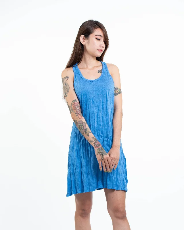 Womens Solid Color Tank Dress in Blue Fashion Tank Dress