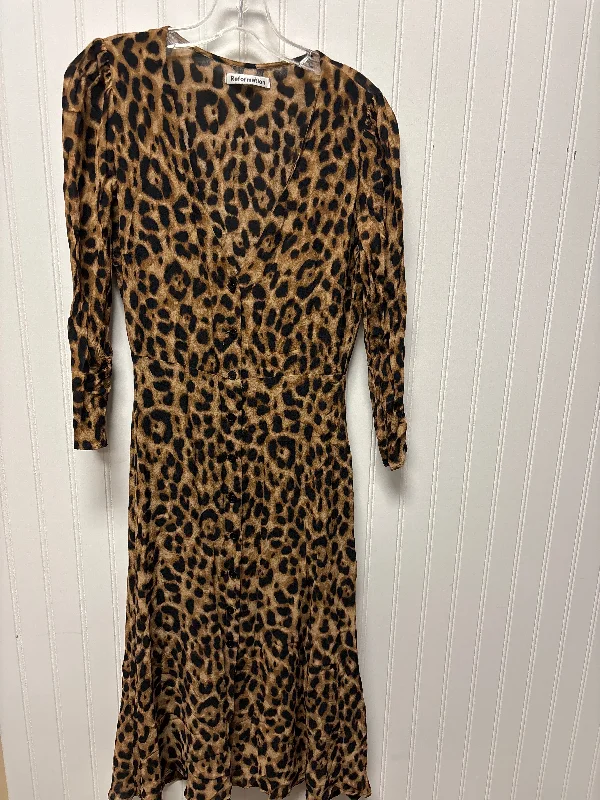 Dress Casual Midi By Reformation In Animal Print, Size: S Midi Skirt Trendy