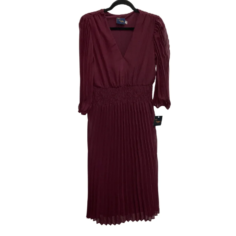 Dress Party Midi By Just Taylor In Maroon, Size: M Casual Midi Look