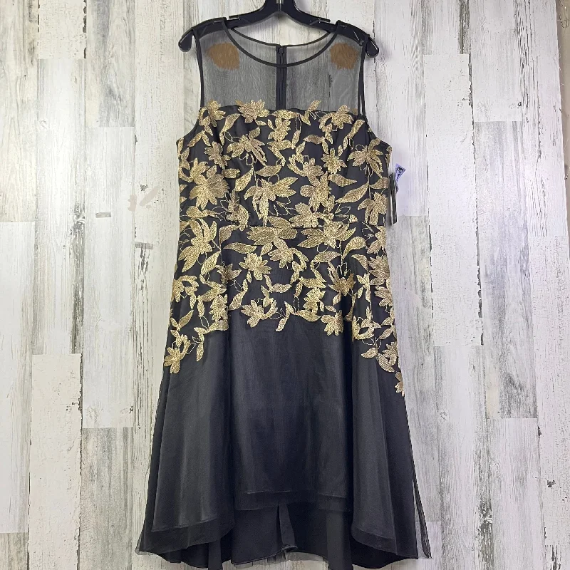 Dress Party Midi By Tahari By Arthur Levine In Black & Gold, Size: Xl Midi Skirt Look