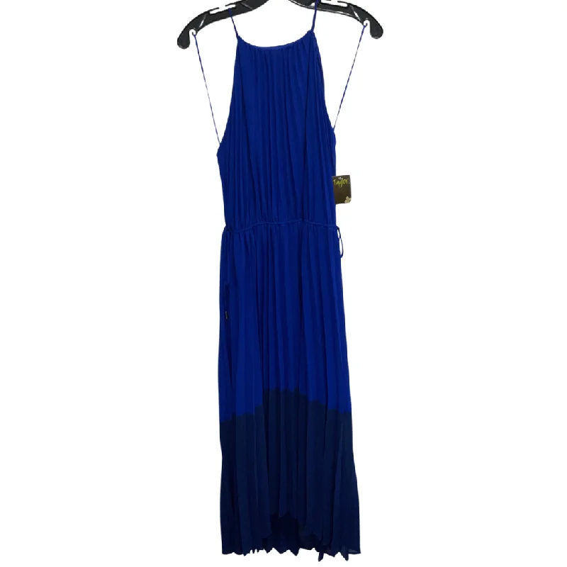 Dress Party Midi By Taylor In Blue, Size: M Ribbed Midi Skirt