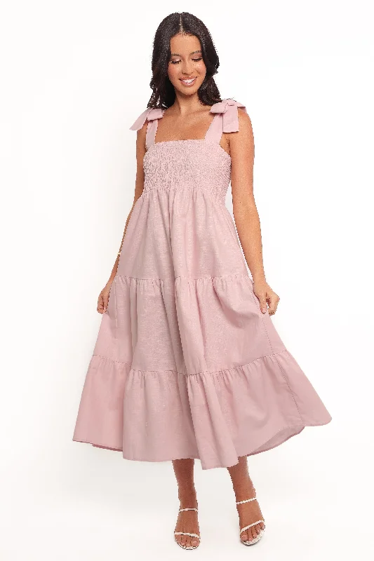 Giorgi Midi Dress - Pink Flowy Midi Skirt