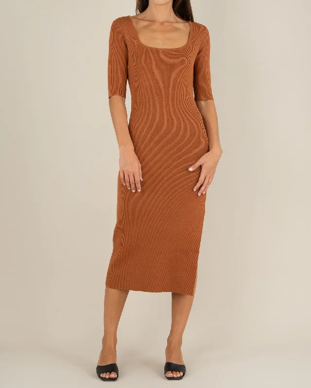 Natalia Knit Midi Dress - Biscotti Winter Midi Outfit