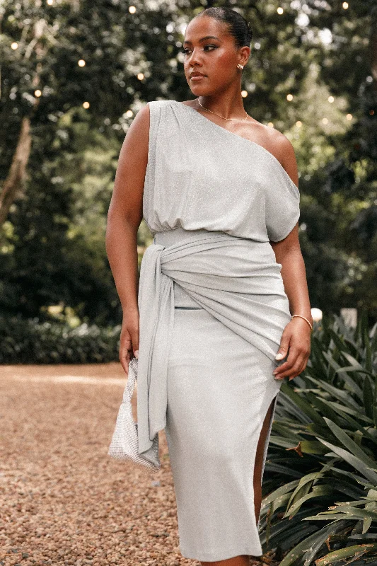 Santiago Off Shoulder Midi Dress - Sage Midi Skirt Look