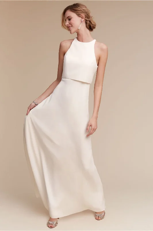 BHLDN Iva Crepe Maxi Structured Midi Skirt